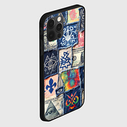 Чехол для iPhone 12 Pro Баксы на дениме пэчворк, цвет: 3D-черный — фото 2