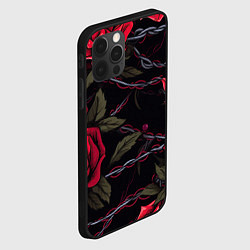 Чехол для iPhone 12 Pro Череп и красные розы, цвет: 3D-черный — фото 2