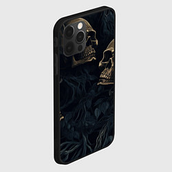 Чехол для iPhone 12 Pro Черепа в листьях, цвет: 3D-черный — фото 2