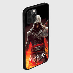 Чехол для iPhone 12 Pro Assassins creed огненный фон вокруг, цвет: 3D-черный — фото 2