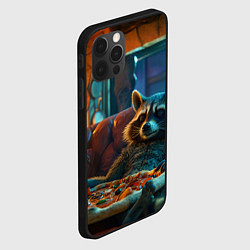 Чехол для iPhone 12 Pro Енот с пиццей на диване, цвет: 3D-черный — фото 2