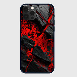 Чехол для iPhone 12 Pro Красные разломы черных камней, цвет: 3D-черный