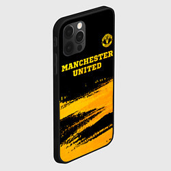 Чехол для iPhone 12 Pro Manchester United - gold gradient посередине, цвет: 3D-черный — фото 2