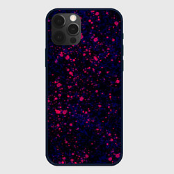 Чехол для iPhone 12 Pro Абстракция чёрно-синий с розовыми кляксами, цвет: 3D-черный