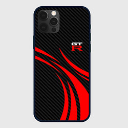 Чехол для iPhone 12 Pro GTR Nissan - Carbon and red, цвет: 3D-черный