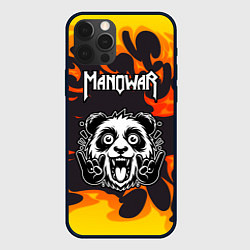 Чехол для iPhone 12 Pro Manowar рок панда и огонь, цвет: 3D-черный