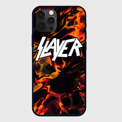 Чехол для iPhone 12 Pro Slayer red lava, цвет: 3D-черный