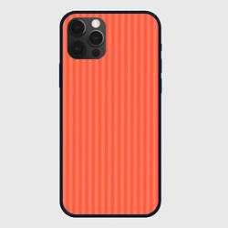 Чехол для iPhone 12 Pro Полосатый розово-оранжевый, цвет: 3D-черный