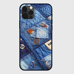 Чехол для iPhone 12 Pro Vanguard jeans patchwork - ai art, цвет: 3D-черный