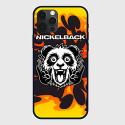Чехол для iPhone 12 Pro Nickelback рок панда и огонь, цвет: 3D-черный