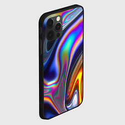 Чехол для iPhone 12 Pro Абстрактный разноцветный жидкий металл, цвет: 3D-черный — фото 2