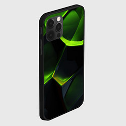 Чехол для iPhone 12 Pro Green neon abstract geometry, цвет: 3D-черный — фото 2