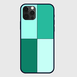 Чехол для iPhone 12 Pro Геометричный зелёный и мятный, цвет: 3D-черный