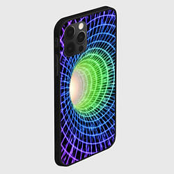 Чехол для iPhone 12 Pro Червоточина - трехцветная сетка со свечением, цвет: 3D-черный — фото 2