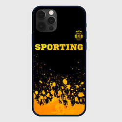 Чехол для iPhone 12 Pro Sporting - gold gradient посередине, цвет: 3D-черный