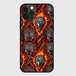 Чехол для iPhone 12 Pro Волки эпичный паттерн, цвет: 3D-черный