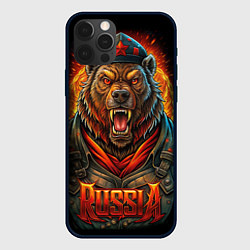 Чехол для iPhone 12 Pro Мощный красный медведь - Russia, цвет: 3D-черный