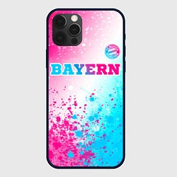 Чехол для iPhone 12 Pro Bayern neon gradient style посередине, цвет: 3D-черный