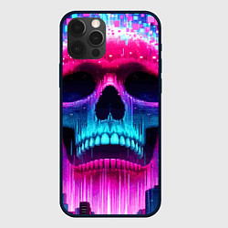 Чехол для iPhone 12 Pro Pixel skull blast brain - cyber city ai art, цвет: 3D-черный