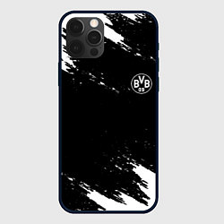 Чехол для iPhone 12 Pro Borussia краски чёрно белый, цвет: 3D-черный