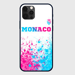 Чехол для iPhone 12 Pro Monaco neon gradient style посередине, цвет: 3D-черный