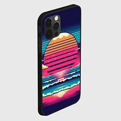 Чехол для iPhone 12 Pro Закат на пляже vaporwave, цвет: 3D-черный — фото 2