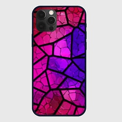Чехол для iPhone 12 Pro Крупный фиолетовый витраж, цвет: 3D-черный