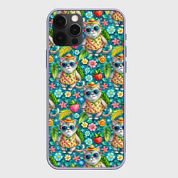 Чехол iPhone 12 Pro Коты и летний вайб паттерн