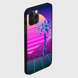 Чехол для iPhone 12 Pro Vaporwave неоновые горы и пальмы, цвет: 3D-черный — фото 2