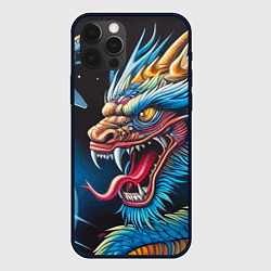 Чехол для iPhone 12 Pro Фантастический космический дракон - нейросеть, цвет: 3D-черный