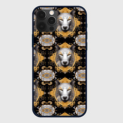 Чехол для iPhone 12 Pro Паттерн класса люкс волки, цвет: 3D-черный