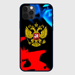 Чехол для iPhone 12 Pro Россия герб огненый стиль, цвет: 3D-черный