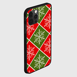 Чехол для iPhone 12 Pro Рождественский паттерн со снежинками в ромбах, цвет: 3D-черный — фото 2