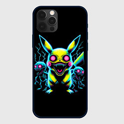 Чехол для iPhone 12 Pro Pikachu and skeletons - neon glow ai art, цвет: 3D-черный