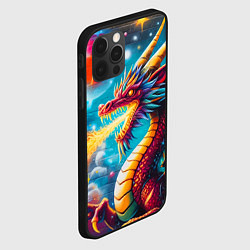Чехол для iPhone 12 Pro Космический дракон - граффити, цвет: 3D-черный — фото 2