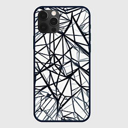 Чехол для iPhone 12 Pro Чёрные хаотичные линии на белом фоне, цвет: 3D-черный