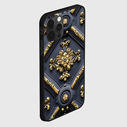 Чехол для iPhone 12 Pro Классические объемные золотые узоры, цвет: 3D-черный — фото 2
