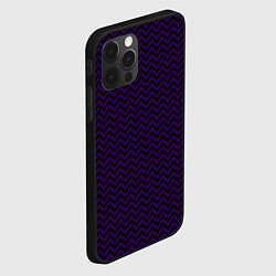 Чехол для iPhone 12 Pro Чёрно-фиолетовый ломаные полосы, цвет: 3D-черный — фото 2