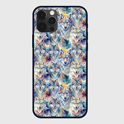 Чехол для iPhone 12 Pro Волки паттерн, цвет: 3D-черный