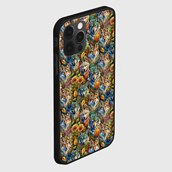Чехол для iPhone 12 Pro Волки паттерн, цвет: 3D-черный — фото 2