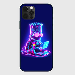 Чехол для iPhone 12 Pro Барт Симпсон сидит в лэптопе - нейросеть, цвет: 3D-черный