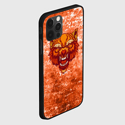 Чехол для iPhone 12 Pro Красный гневный волк на фоне абстракции, цвет: 3D-черный — фото 2