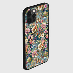 Чехол для iPhone 12 Pro Бабочки и цветы летнее сочетание, цвет: 3D-черный — фото 2