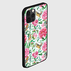 Чехол для iPhone 12 Pro Пионы и зеленушка, цвет: 3D-черный — фото 2