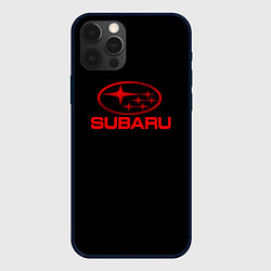 Чехол для iPhone 12 Pro Subaru red logo, цвет: 3D-черный