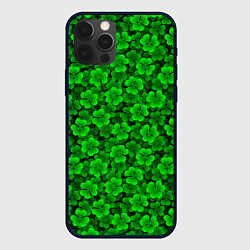 Чехол для iPhone 12 Pro Клеверный узор паттерновый, цвет: 3D-черный