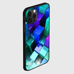 Чехол для iPhone 12 Pro Неоновые кубы текстура, цвет: 3D-черный — фото 2