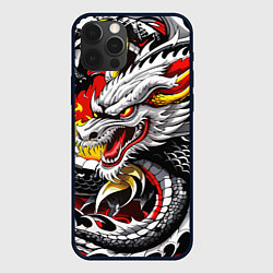 Чехол для iPhone 12 Pro Огнедышащий дракон в японском стиле, цвет: 3D-черный