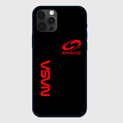 Чехол для iPhone 12 Pro Nasa space red logo, цвет: 3D-черный