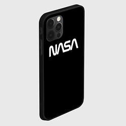 Чехол для iPhone 12 Pro Nasa white logo, цвет: 3D-черный — фото 2